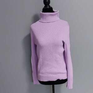 Lavender Turtleneck Ribbed Sweater
